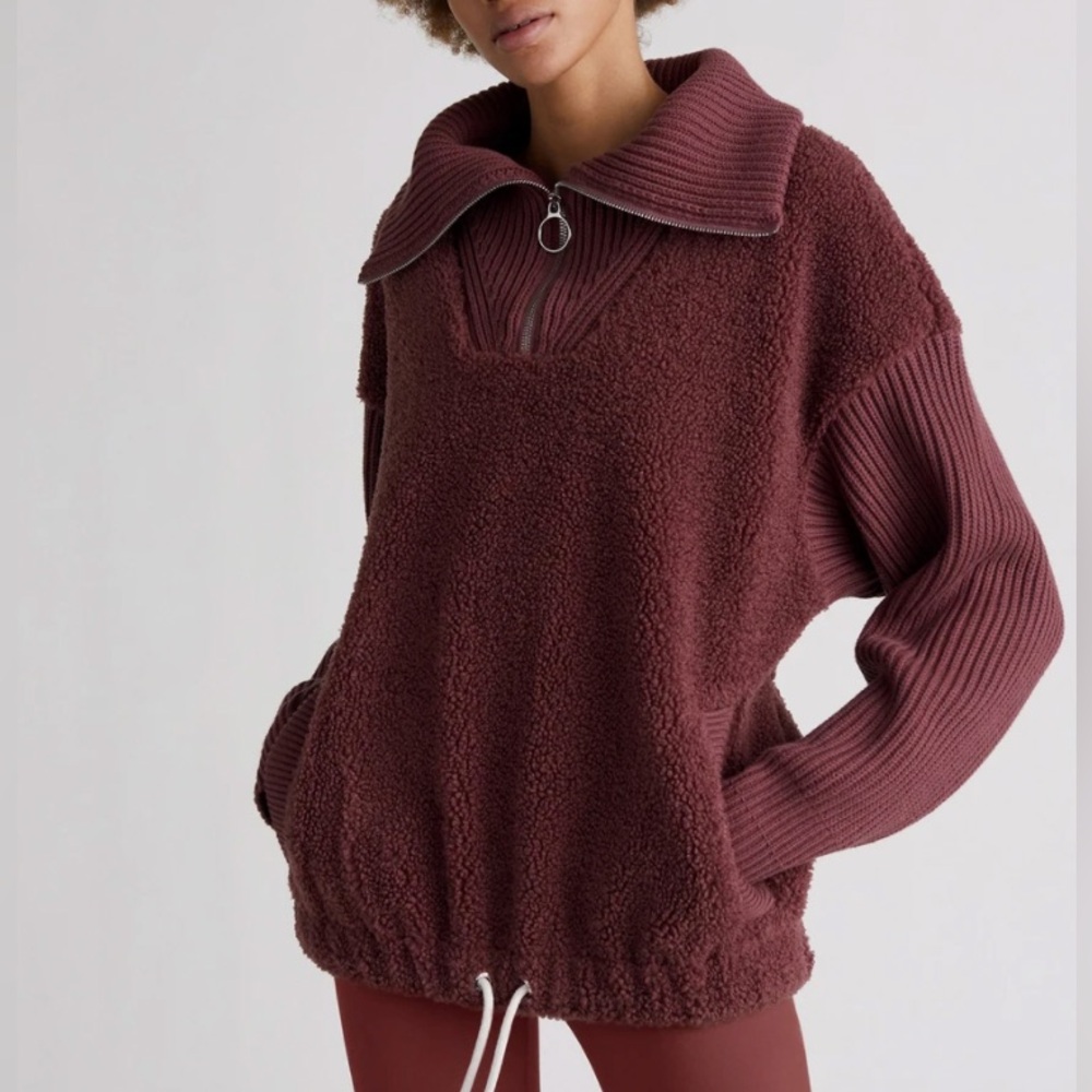 Cozy Women's Sherpa Jacket in Deep Burgundy